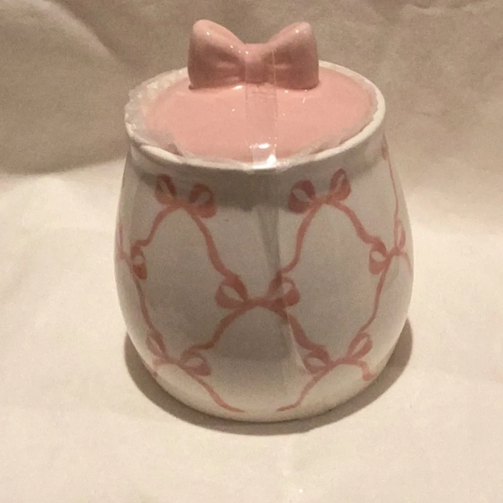 Pink Bow Cream and Sugar Set